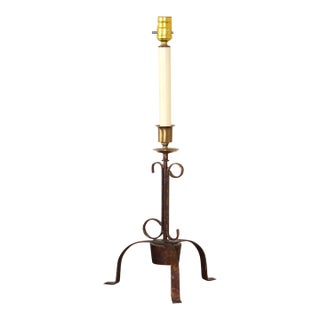 Vintage Jg Rempp Hand-Forged Wrought Iron Lamp Signed For Sale