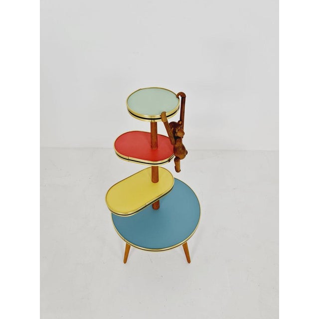 Big 1950s german plant stand, colorful vintage mid-century minimalist indoor plant stand side table retro flower table it...