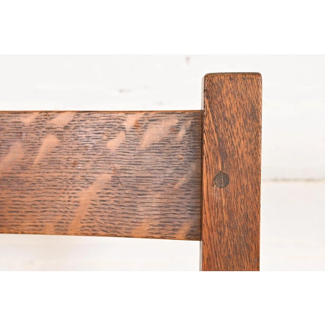 Wood Signed Gustav Stickley Antique Mission Oak Arts & Crafts Sewing Rocking Chair, Circa 1900 For Sale - Image 7 of 12