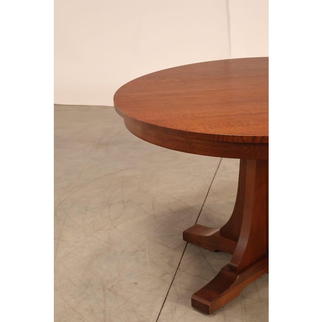 Stickley Mission Collection 46" Round Oak Pedestal Dining Table For Sale - Image 10 of 18