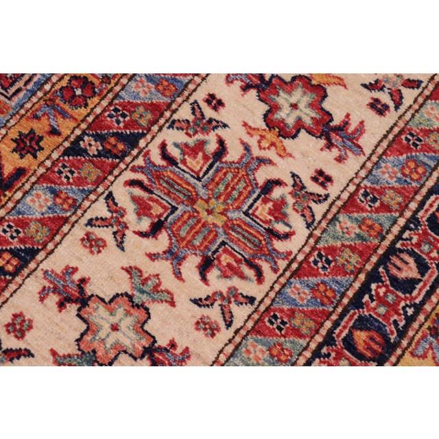 Shabby Chic Tribal Super Kazak Blue/Beige Wool Rug - 9'0'' X 12'1'' For Sale In New York - Image 6 of 10