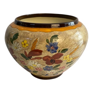 Large Signed Jérôme Massier Hand-Painted French Art Pottery Ceramic Bowl For Sale