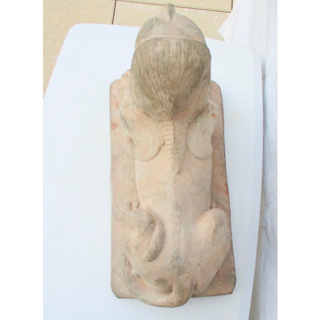 Vintage Brick Sphinx Garden Statue For Sale - Image 11 of 16
