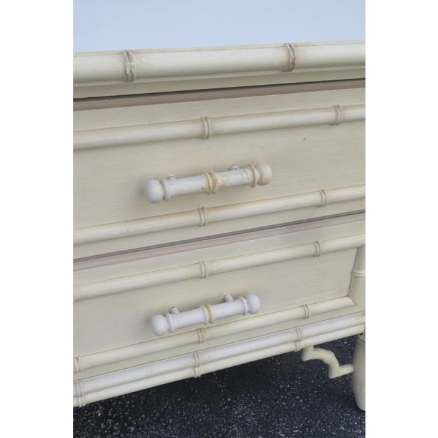 Cream Dixie Aloha Hollywood Regency Faux Bamboo Nightstands End Tables a Pair 6130 For Sale - Image 8 of 17