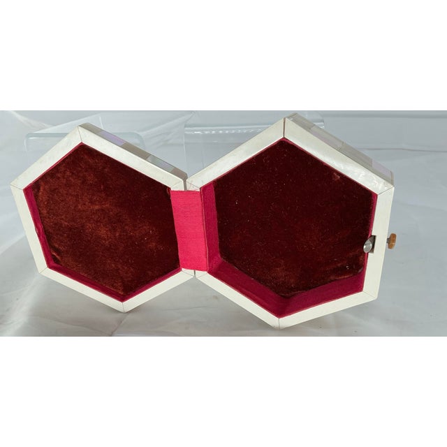 Antique English Mother of Pearl Hexagonal Trinket Box For Sale - Image 10 of 12