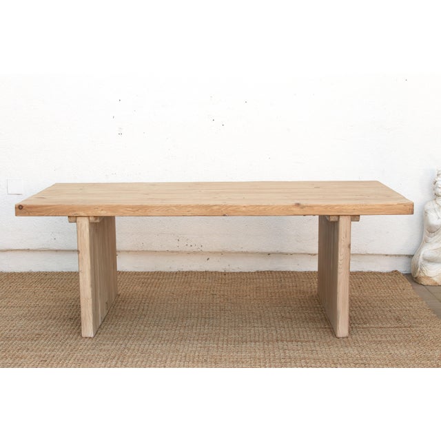 3" Thick Top Camargue Reclaimed Wood Pedestal Dining Table For Sale - Image 13 of 18