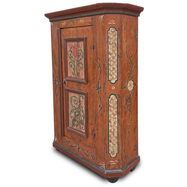 1743 Alpine Floral Painted Cupboard For Sale - Image 3 of 18