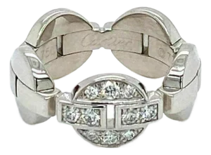 Cartier Himalia Diamond 18k White Gold Band Ring w/Cert - Size 6