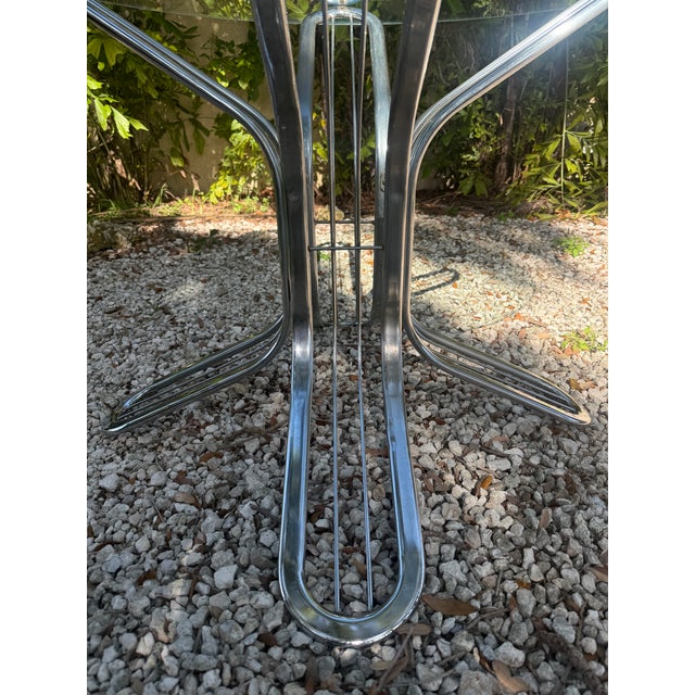 Vintage 1970s Glass & Chrome Dining Set With Hunter Green Cantilever Chairs For Sale - Image 13 of 16