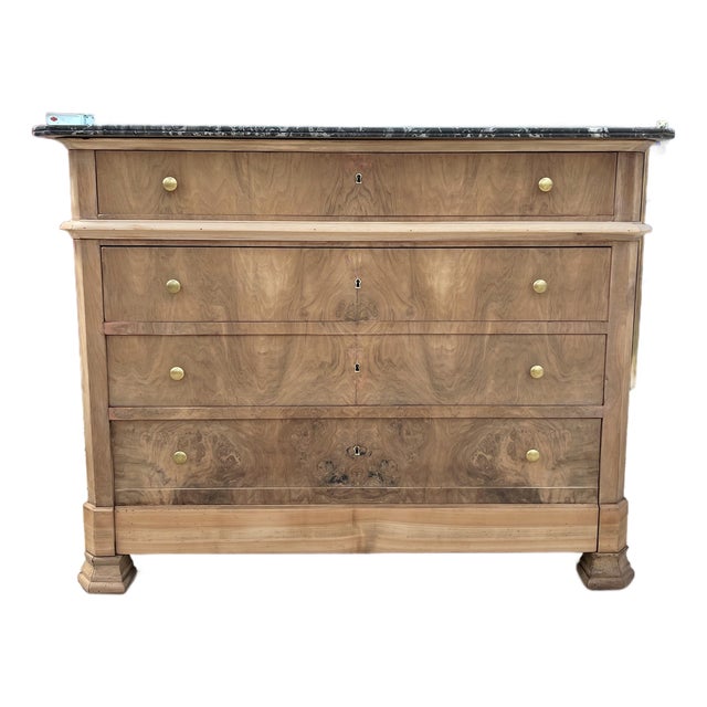 French 19th Century Louis Philippe Bleached Burl Walnut Marble Top Commode For Sale