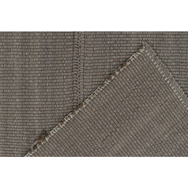 Textile 2010s Rug & Kilim’s Contemporary Kilim Rug in Gray With Blue Stripes and Brown Accents For Sale - Image 7 of 8