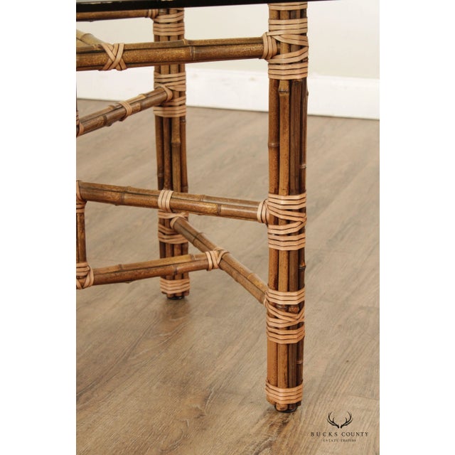 McGuire Bamboo and Glass Top Dining Table For Sale - Image 10 of 12