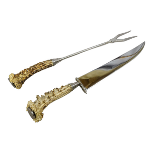 Vintage Stainless Steel and Horn Cutlery Carving Set, Wingen 1960s
