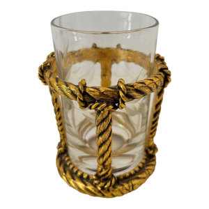 Hollywood Regency Rope and Crystal Glass Toothbrush Holder Italian Style 1960