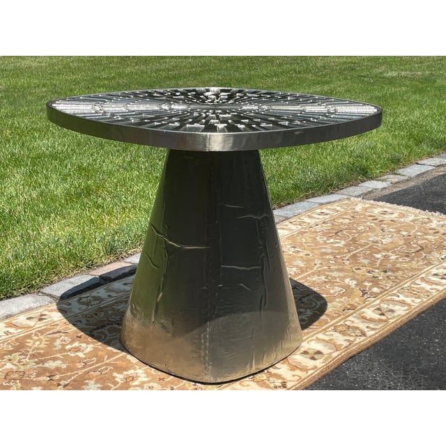 Contemporary Jonathan Adler Talitha Starburst Nickel-Plated Metal Accent Table For Sale - Image 3 of 11