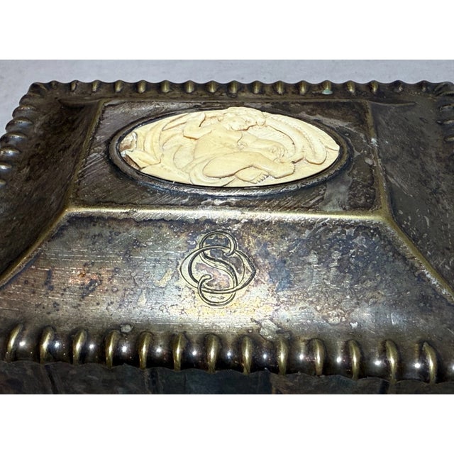 Victorian Antique 1928 WMF Silverplate Carved Wood Lined Cigarette Dresser Box For Sale - Image 3 of 15