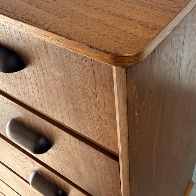 Vintage Danish Modern Teak Tall Chest of Drawers, 6 Drawer Highboy Commode, 1960s For Sale In New York - Image 6 of 8