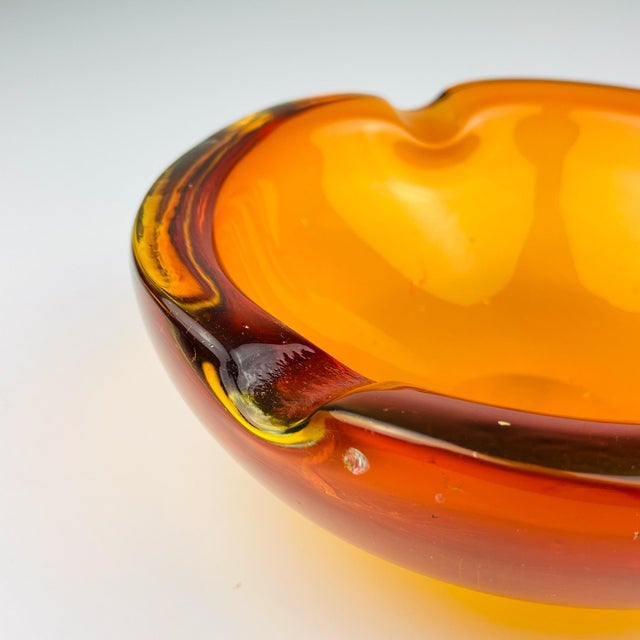 Vintage Italian Orange Murano Glass Ashtray, 1970s For Sale - Image 9 of 17