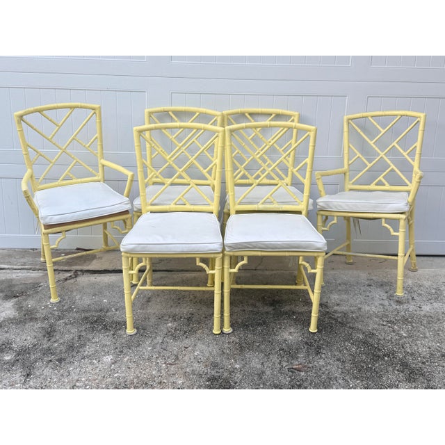 Mid-Century Modern 1960s Phyllis Morris for Kessler Faux Bamboo Patio Chairs - Set of 6 For Sale - Image 3 of 17