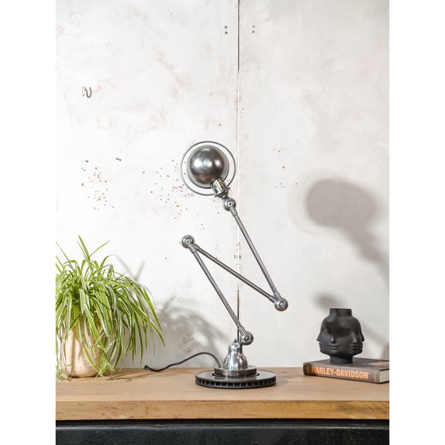 Silver Jieldé Three-Arm Workshop Lamp on Brake Disc, 1950s For Sale - Image 8 of 14