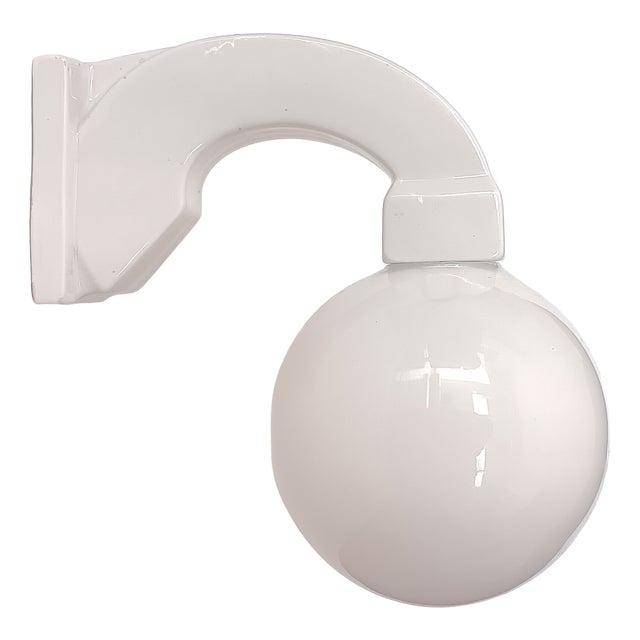 Art Deco Porcelain Bathroom Wall Light, 1930s For Sale
