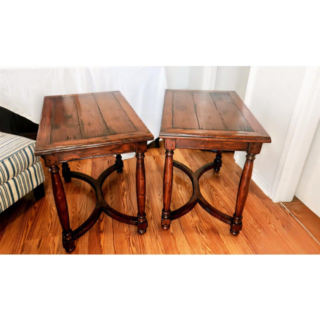 French Provincial 1980s Pair of Authenticated Guy Chaddock & Co. Arched Stretcher Side Tables – "To the Trade" Quality For Sale - Image 3 of 12