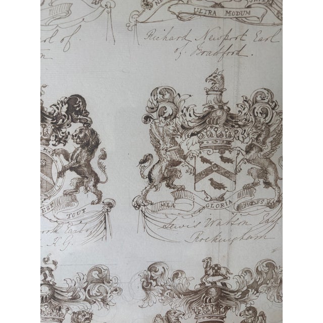 Early 18th Century Two English 18th Century Pen and Ink Heraldic Illustrations of the Achievements of Earls For Sale - Image 5 of 8