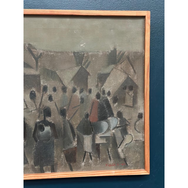 1960s Sigfrid S, Landscape with Figures, 1960, Oil Painting on Canvas, Framed For Sale - Image 5 of 16