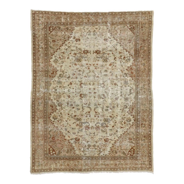 Distressed Antique Persian Mahal Rug - 07'01 X 09'03 For Sale