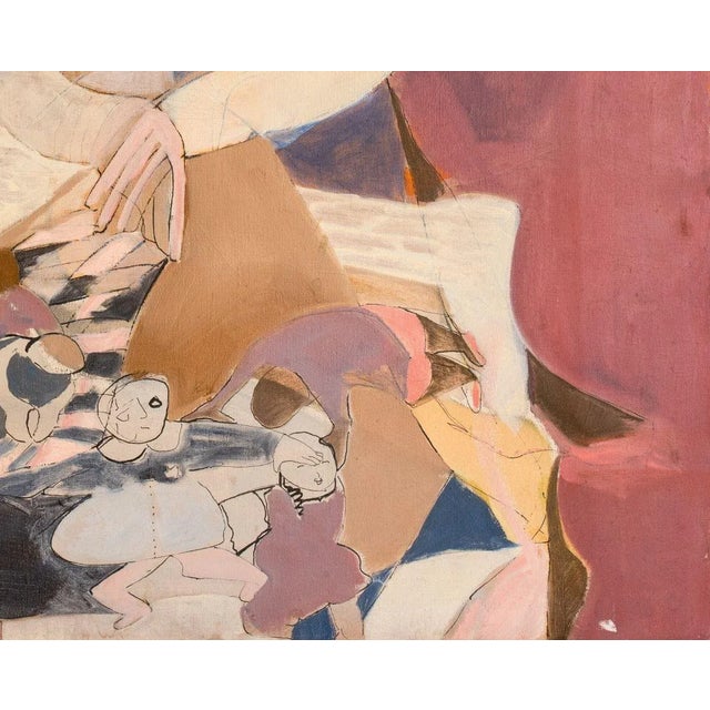 Textile Eva Bouzard-Hui Abstract Figural Composition Oil For Sale - Image 7 of 8