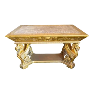 Mid 20th Century Gilt Wood & Rouge Marble Table