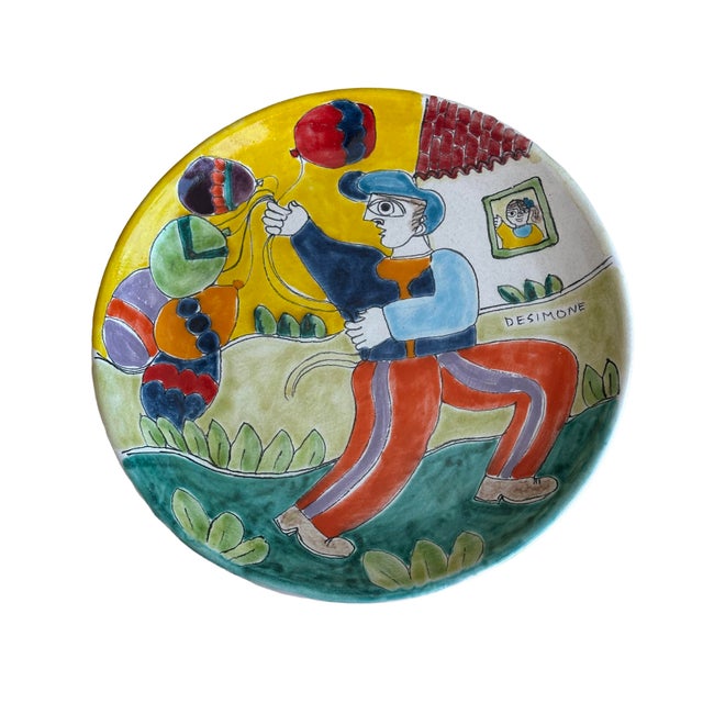 Vintage Desimone Italian Hand-Painted Charger – Balloon Scene A whimsical and vibrant hand-painted charger by Giovanni...