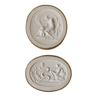 19th Century Italian Plaster Intaglio Reliefs by John Tyrell - A Pair For Sale