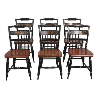 Set of 6 Hitchcock Painted Dining Chairs For Sale