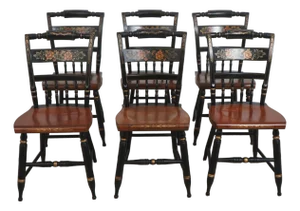 Set of 6 Hitchcock Painted Dining Chairs