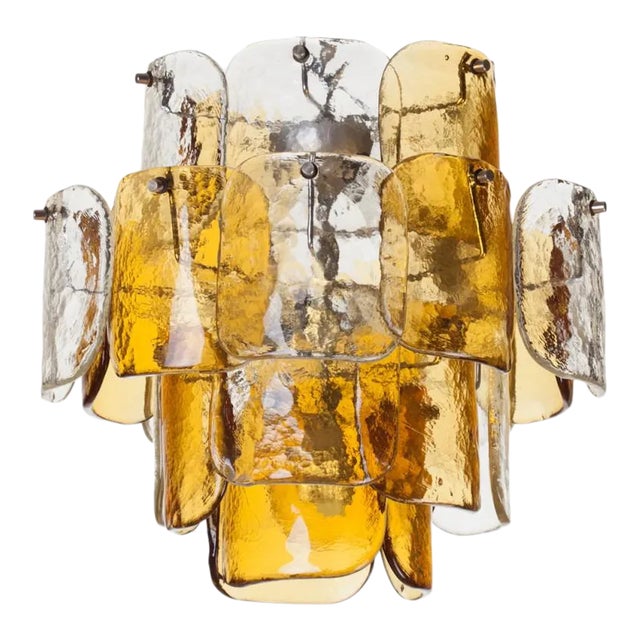 Mazzega Four Tier Glass Petal Chandelier For Sale