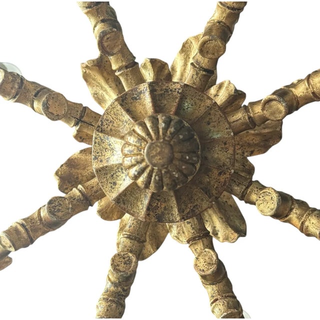 Mid 20th Century Italian Giltwood Pineapple Chandelier For Sale - Image 4 of 12