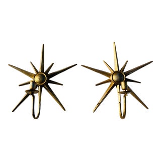 Pair of Mid Century Star Candle Sconces For Sale