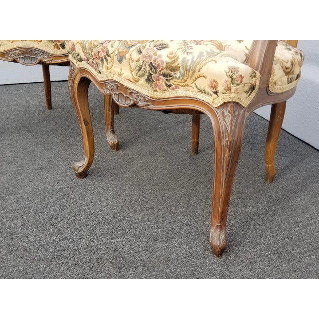 Vintage Mid Century French Provincial Country White Floral Cane Back Accent Chairs - a Pair For Sale - Image 11 of 13