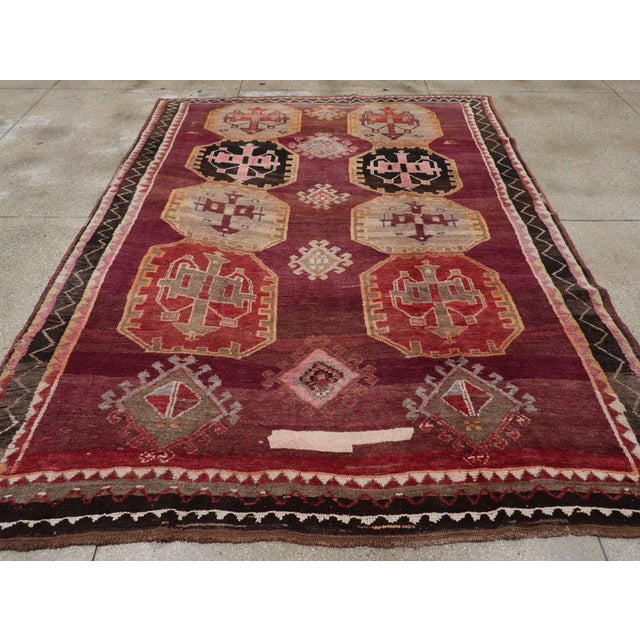 Tribal Mid-20th Century Handmade Turkish Anatolian Small Room Size Carpet For Sale - Image 4 of 10