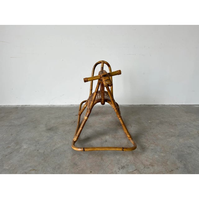 Mid-Century Franco Albini - Style Rattan & Bamboo Rocking Horse / Sculpture For Sale - Image 10 of 13