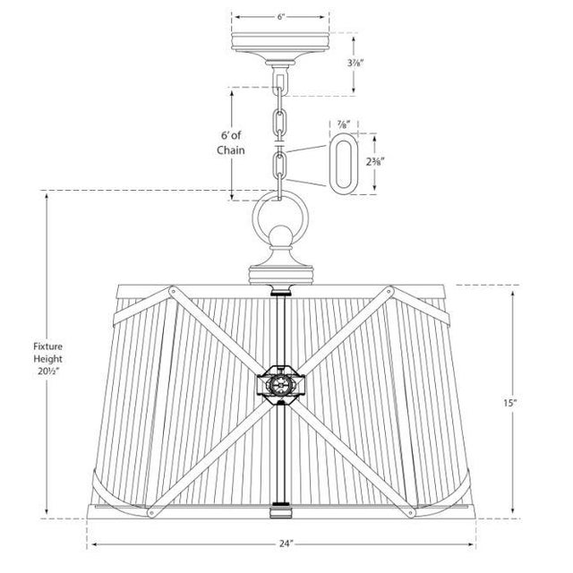 Traditional Chapman & Myers for Visual Comfort Signature Grosvenor Large Single Hanging Shade in Antique Nickel with Linen Shade For Sale - Image 3 of 3