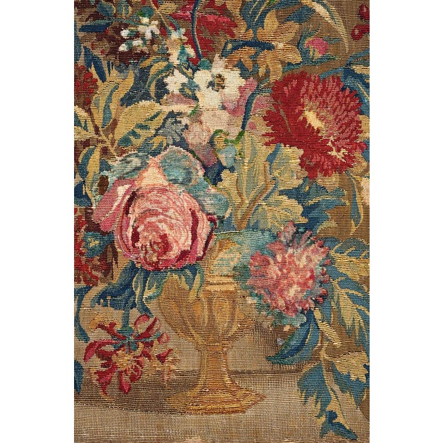 Rug & Kilim Antique French Beauvais Tapestry With Colorful Floral Vase Design - Rug & Kilim For Sale - Image 4 of 4