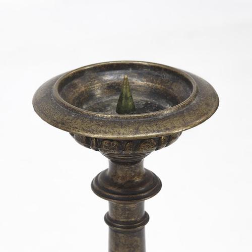 Set of large antique brass church candlesticks, dating from the 1930s. Featuring a beautiful, weathered patina and a...
