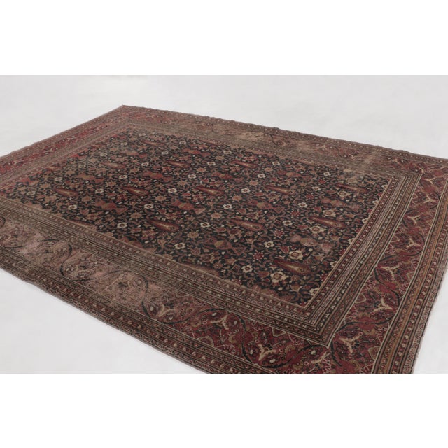 Traditional Antique 18th Century Persian Doroksh Rug in Brown With Floral Design - Rug & Kilim For Sale - Image 3 of 11