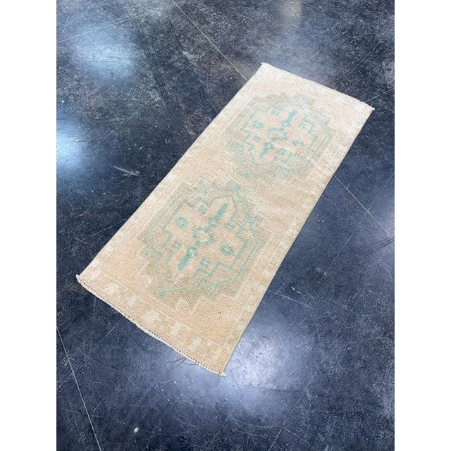 Textile Turkish Mini Rug Oriental Hand Knotted Vintage Rug 1'6" x 3'5" #17203 For Sale - Image 7 of 8