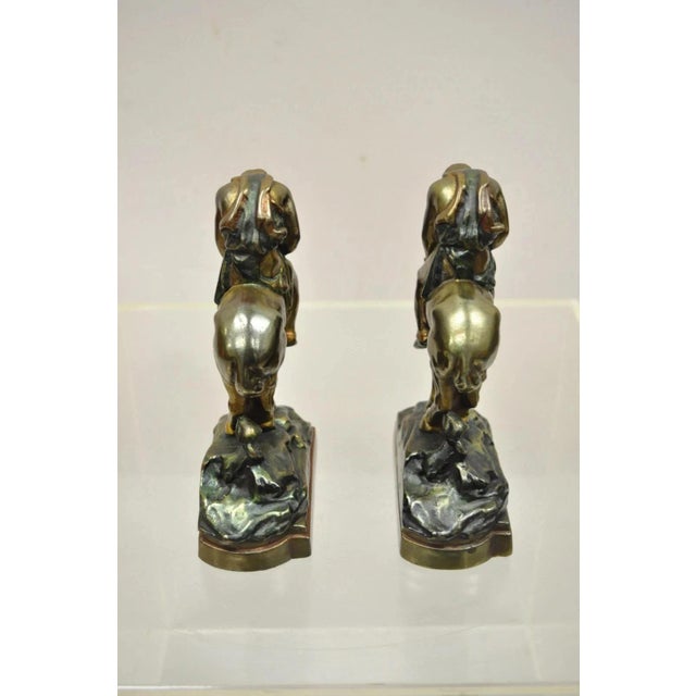 Vintage Bronze Clad 8" End of Trail Indian on Horse Figure Bookends - A Pair For Sale - Image 9 of 12