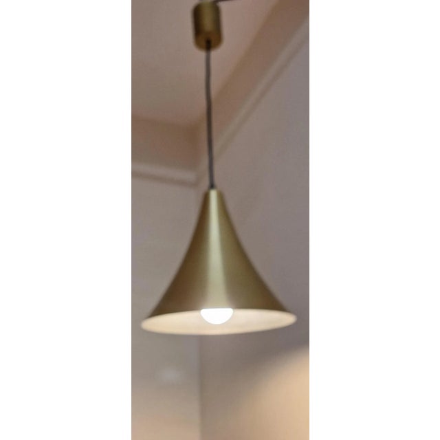 1970s Vintage Ceiling Lamp with Funnel-Shaped Aluminum Shade, 1970s For Sale - Image 5 of 7