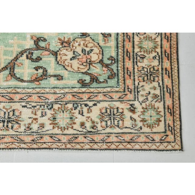 Large Vintage Green Wool Rug For Sale - Image 9 of 13