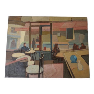 Frank Chludinski, Figurative Composition, 1970s, Oil Painting on Canvas For Sale